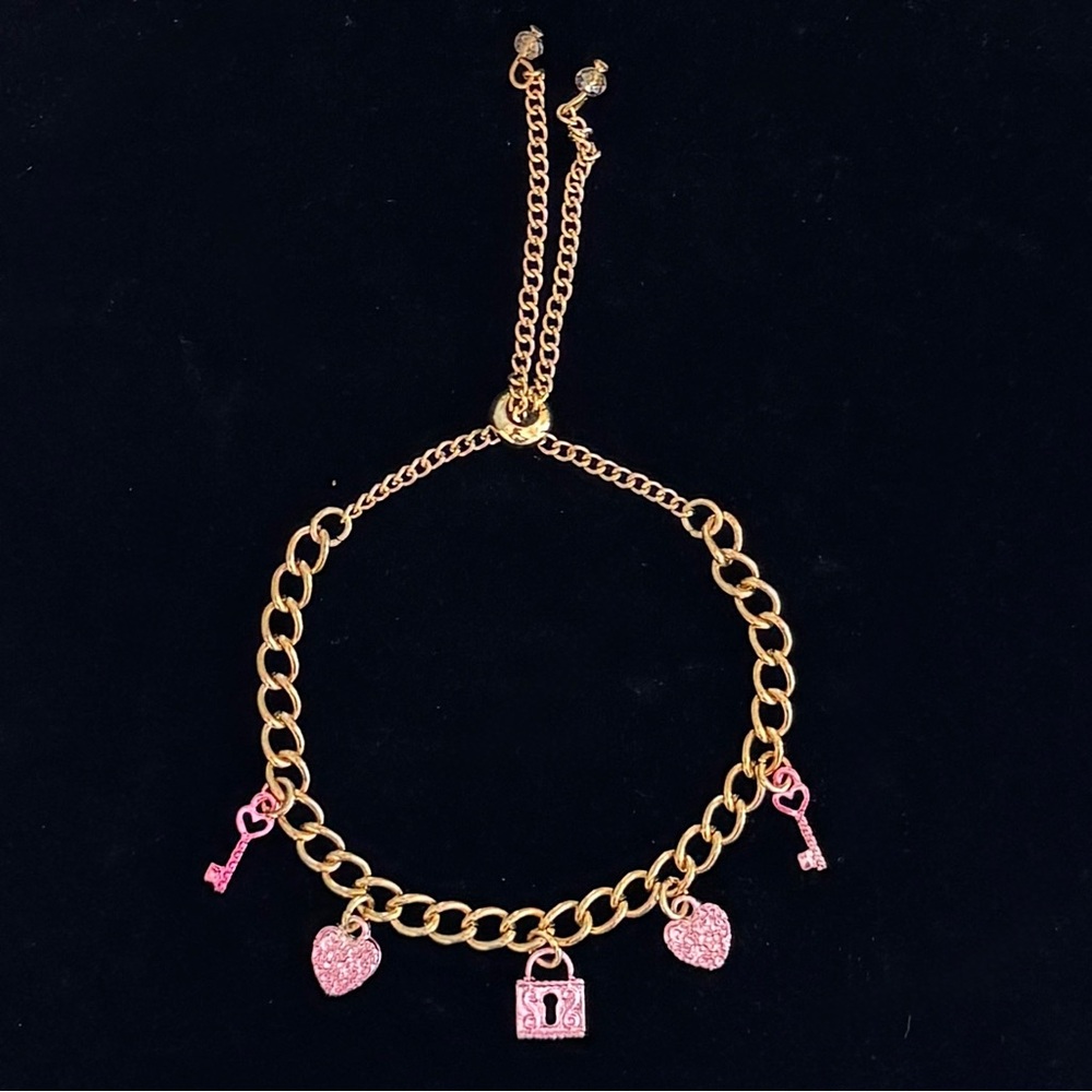 Elegant Rhinestone & Pink Dangle Bracelet